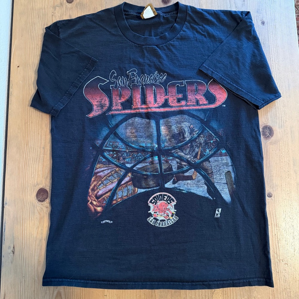 Vintage San Francisco Spiders Nutmeg Mills Shirt Large IHL Hockey Graphic USA